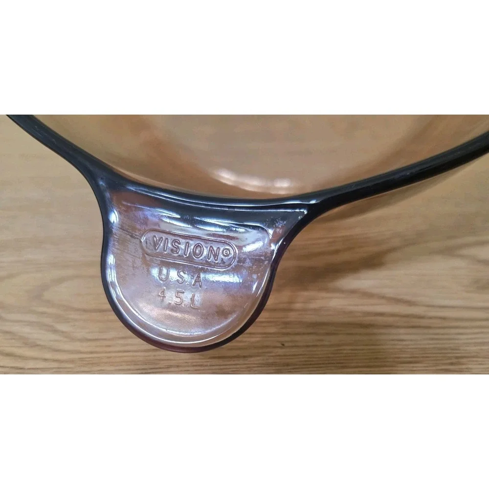 Visions Corning Amber Glass Dutch Oven Covered Casserole Pot Lid Stockpot 4.5L